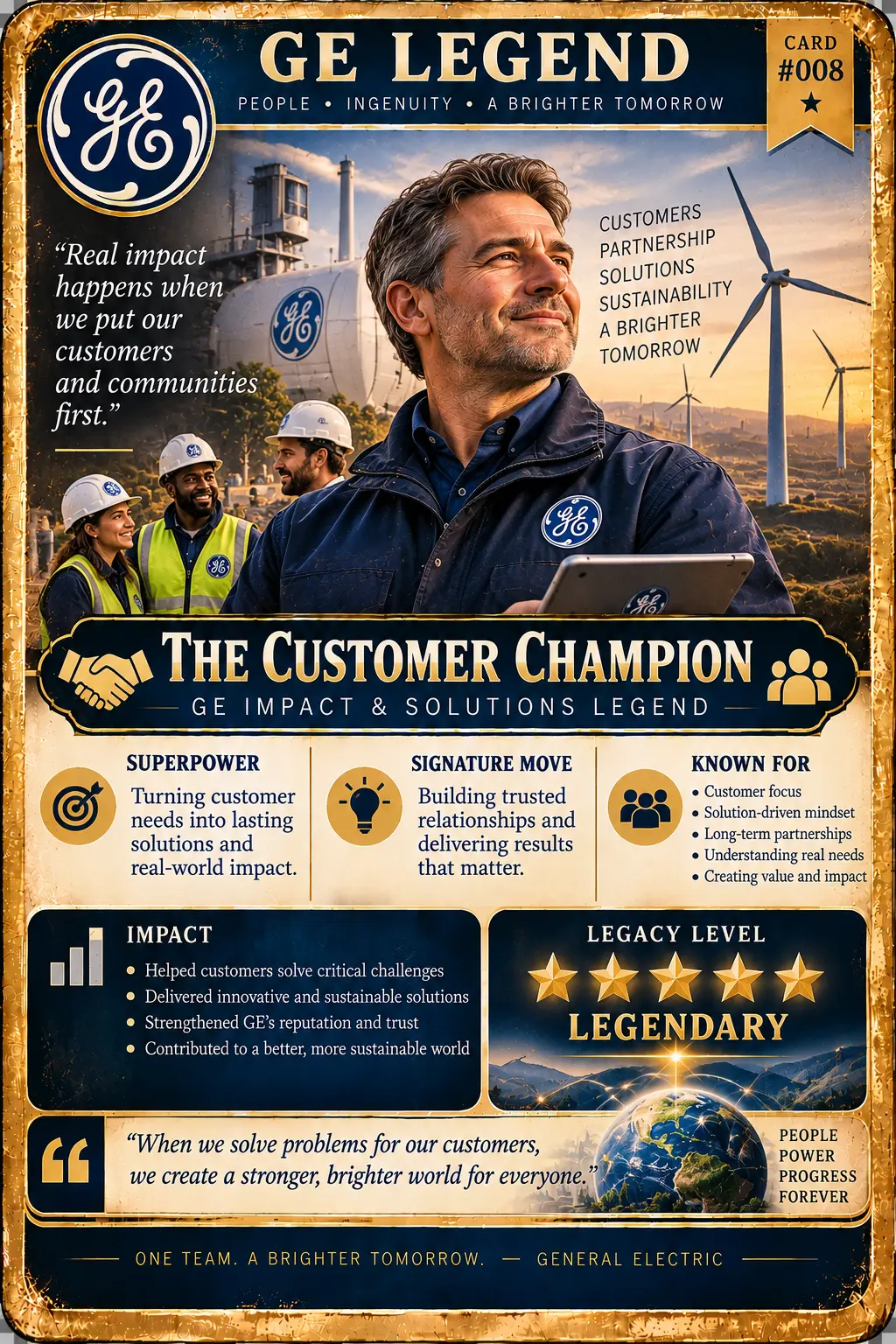 GE Legend card No. 008: The Customer Champion