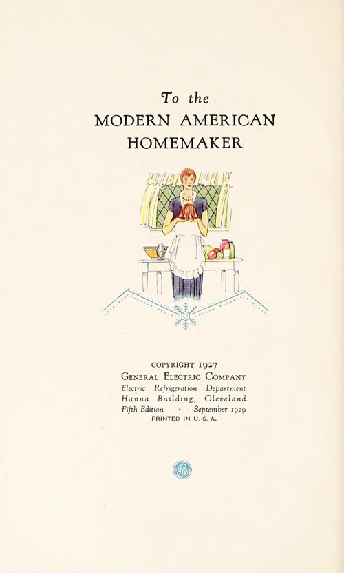 Electric Refrigerator Menus and Recipes, page 11: the GE Monogram below the fifth-edition imprint