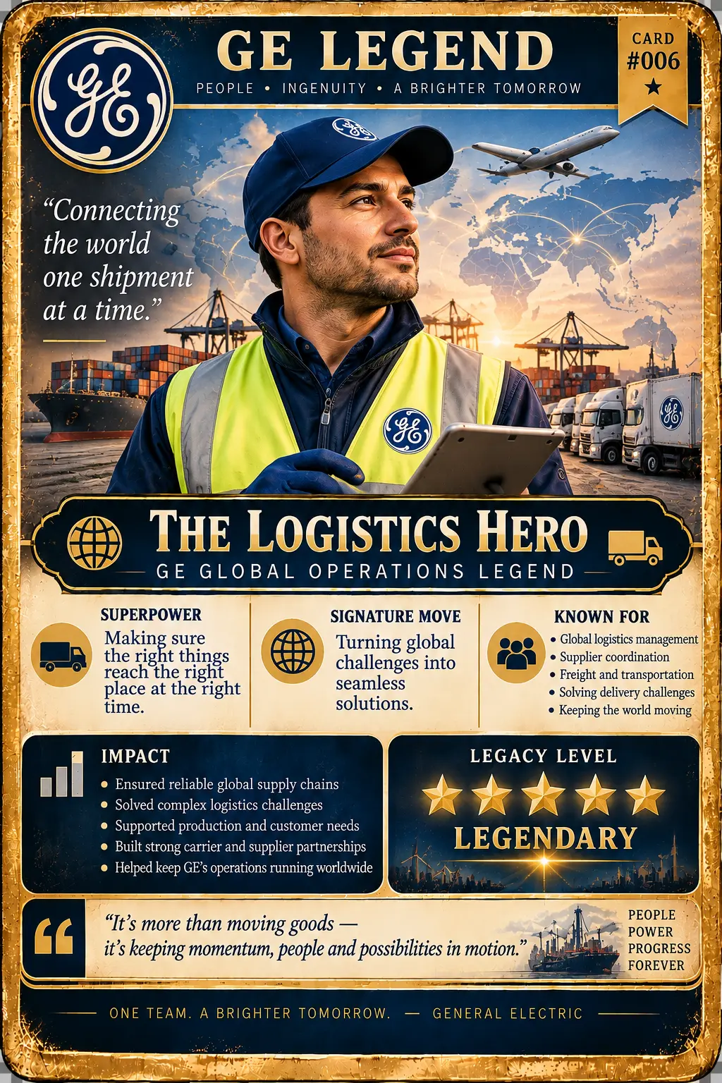 GE Legend card No. 006: The Logistics Hero