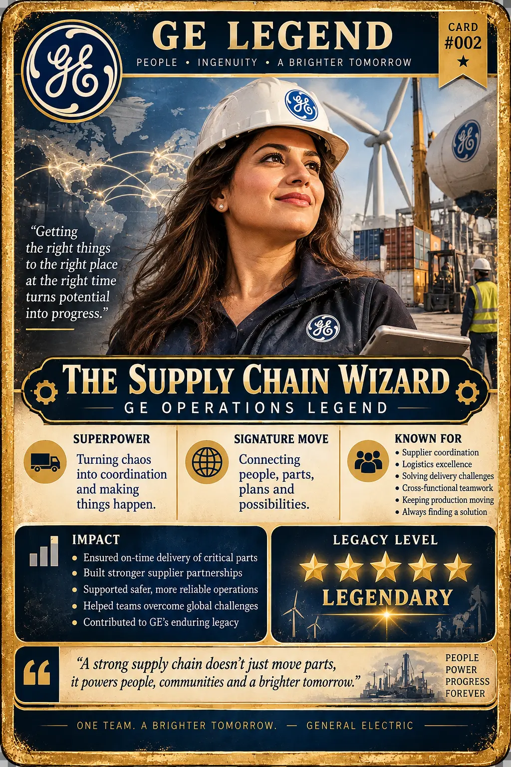 GE Legend card No. 002: The Supply Chain Wizard