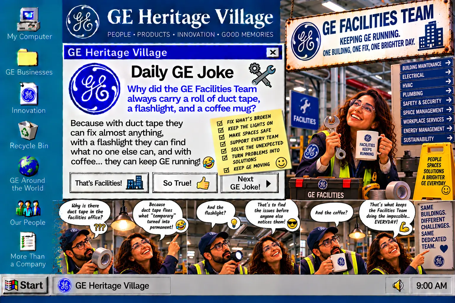 GE Facilities Team — Daily GE Joke poster