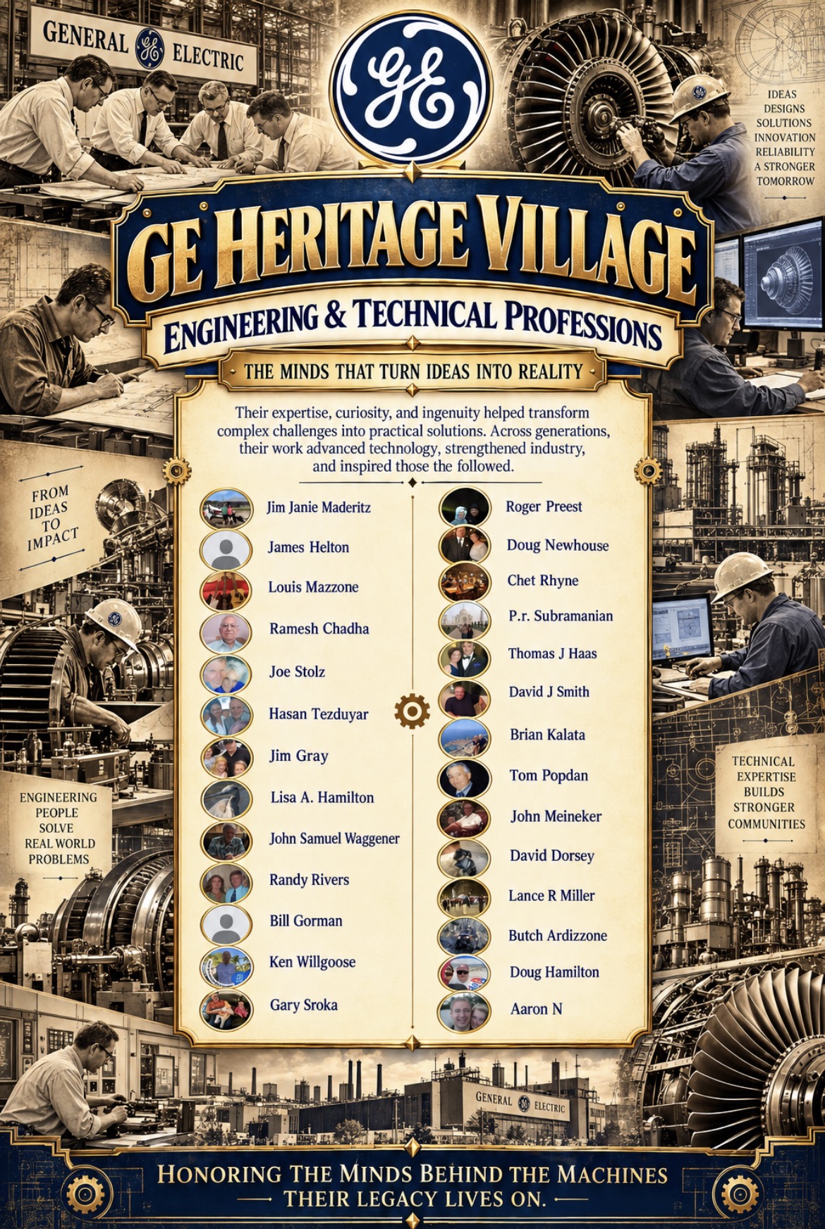Engineering & Technical Professions tribute poster — The minds that turn ideas into reality