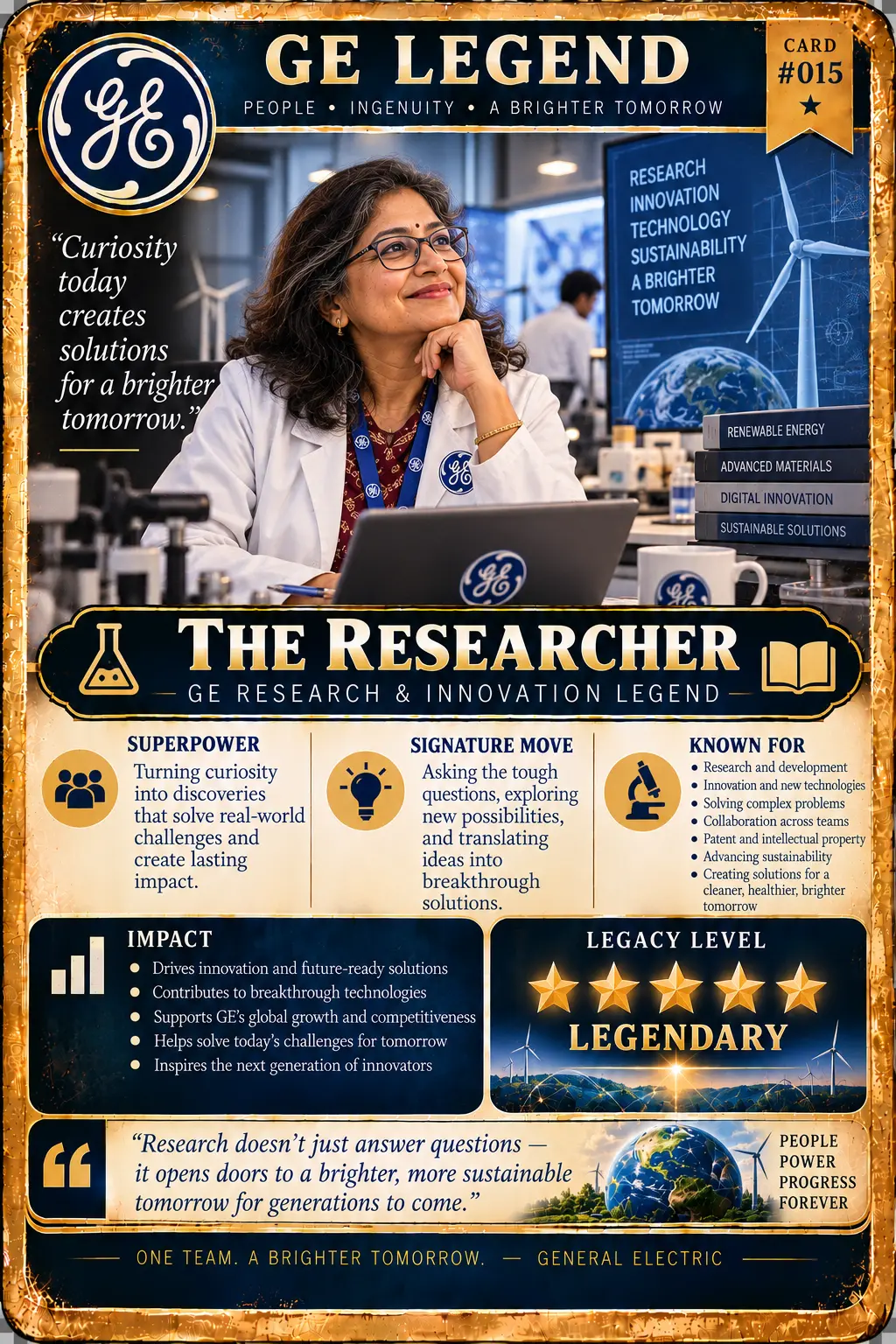 GE Legend card No. 015: The Researcher
