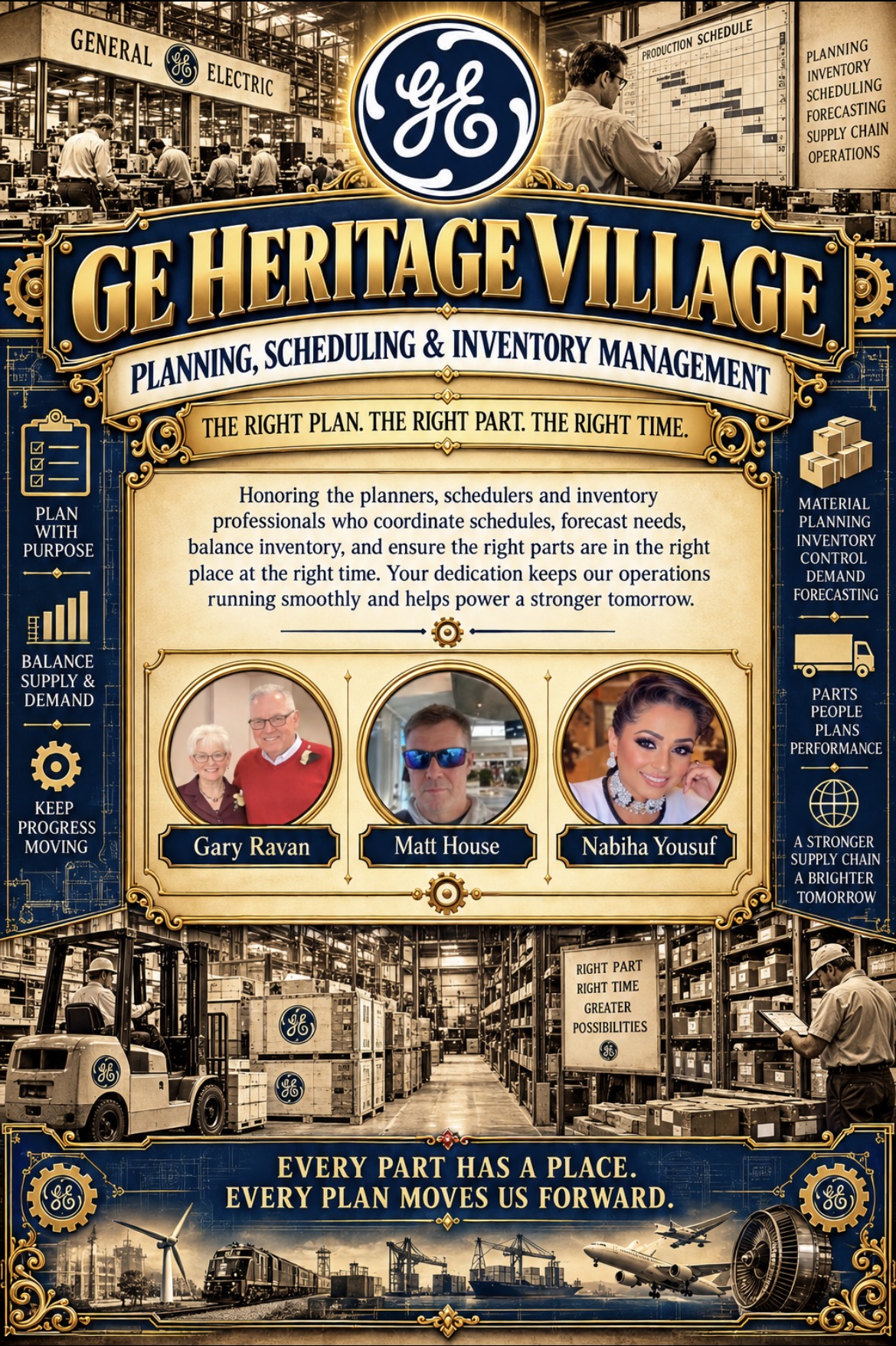 Planning, Scheduling & Inventory Management tribute poster — The right plan. The right part. The right time.