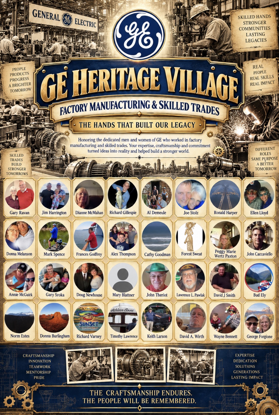Factory Manufacturing & Skilled Trades tribute poster — The hands that built our legacy