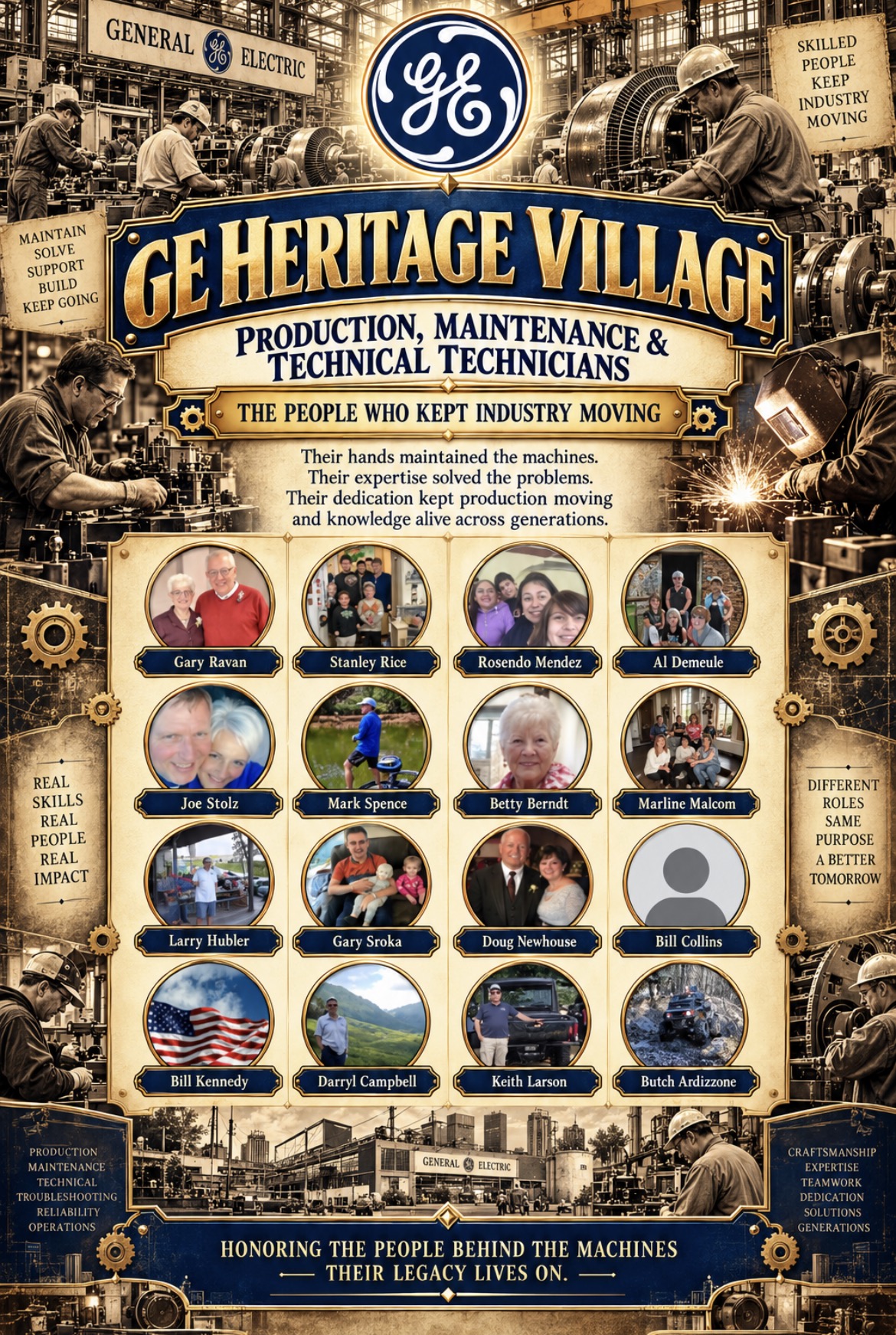 Production, Maintenance & Technical Technicians tribute poster — The people who kept industry moving