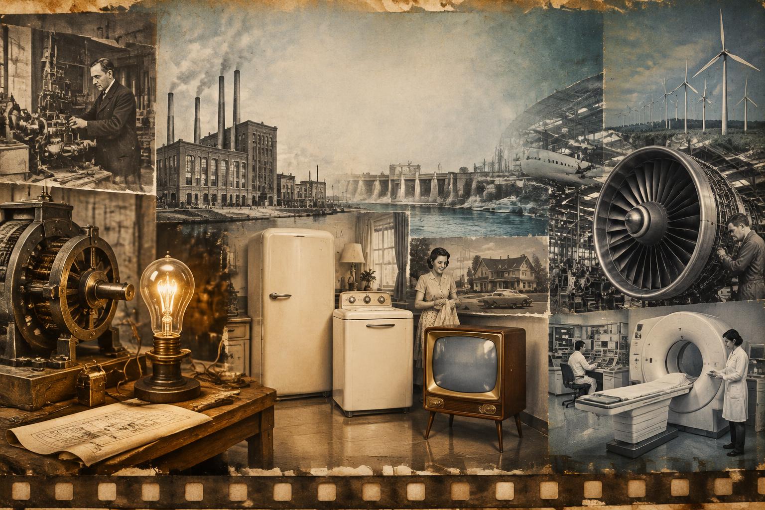 Creative recreation of GE industrial heritage, from early lighting to aviation and healthcare