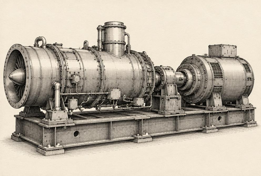 Representative illustration for GE Belle Isle commercial gas turbine; not the exact model