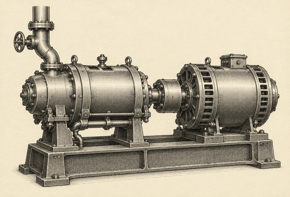 Representative illustration for GE Curtis 125 kW steam turbine; not the exact model