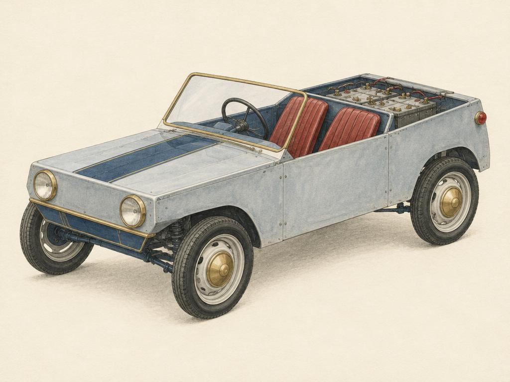 Representative illustration for GE Delta experimental electric car; not the exact model