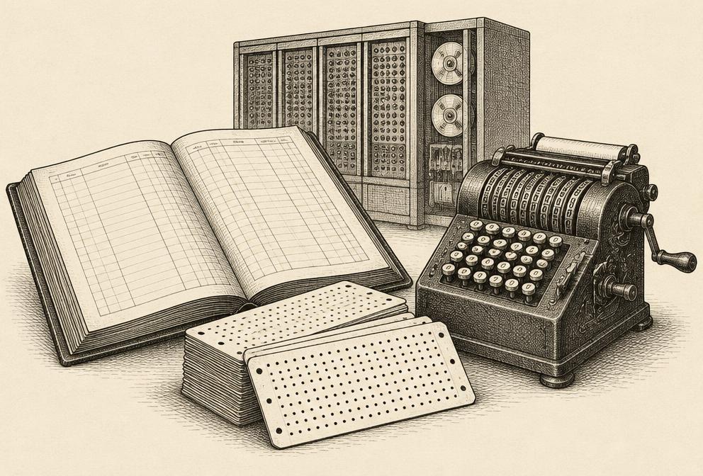 Representative illustration for Computers · GE Credit Corporation art commission; not the exact model