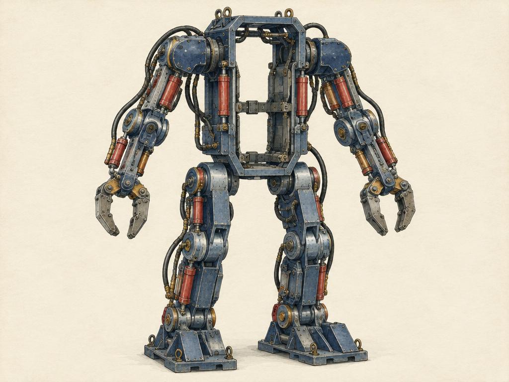 Representative illustration for GE Hardiman powered exoskeleton research; not the exact model