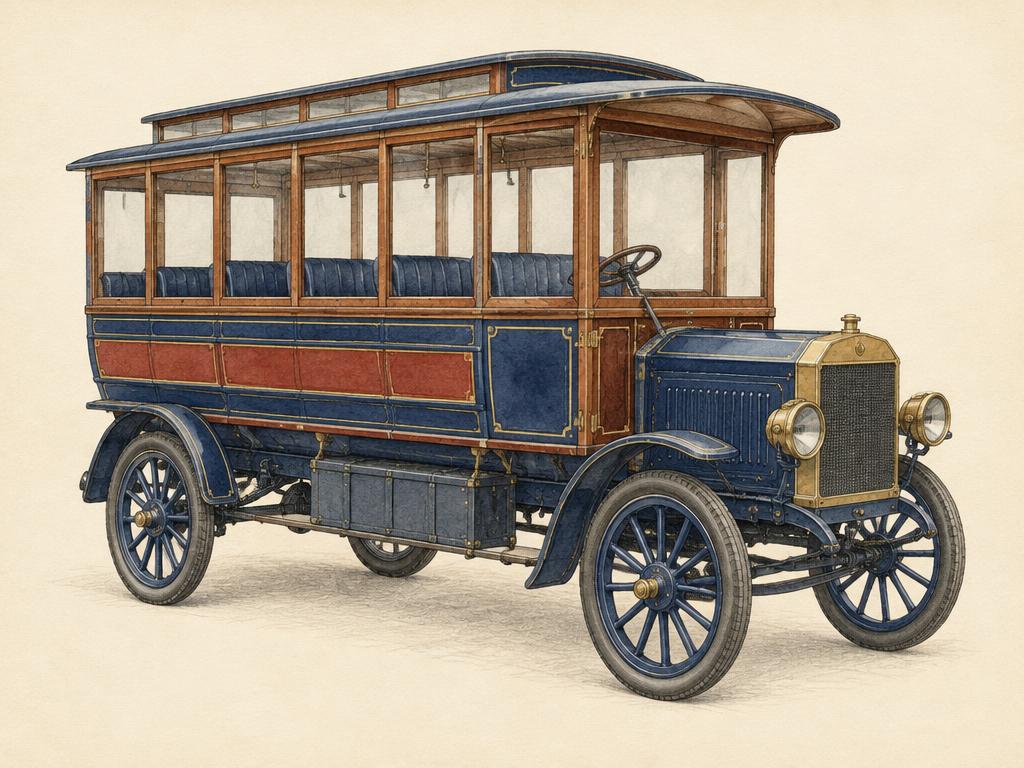 Representative illustration for GE-equipped Fifth Avenue gasoline-electric bus; not the exact model