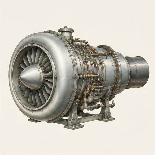 Representative illustration for GE I-A experimental turbojet; not the exact model