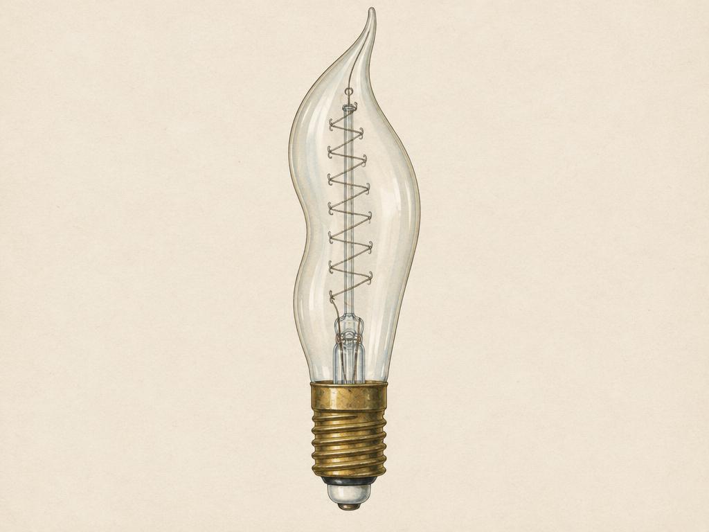 Representative illustration for GE tantalum-filament light bulb; not the exact model