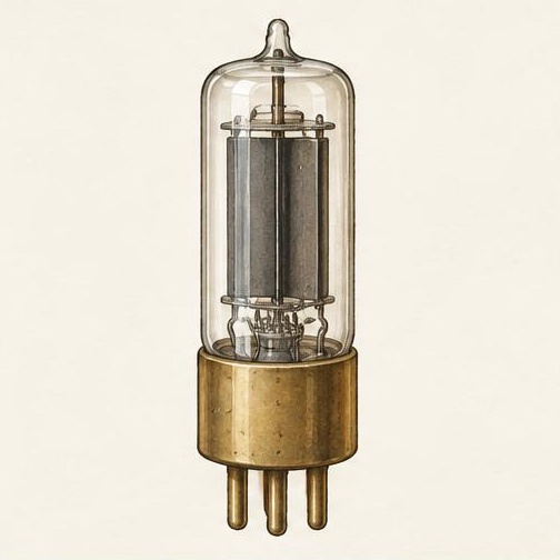 Representative illustration for GE UV216 Kenotron rectifier tube; not the exact model
