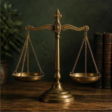 Creative vintage artwork: brass balance scales