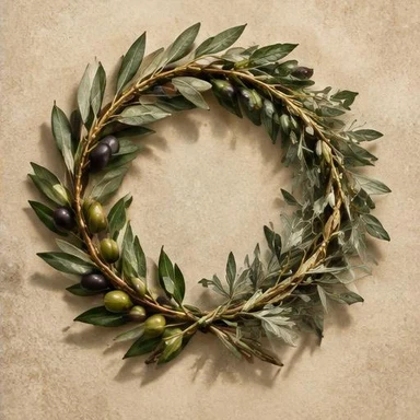 Creative vintage artwork: intertwined olive branches